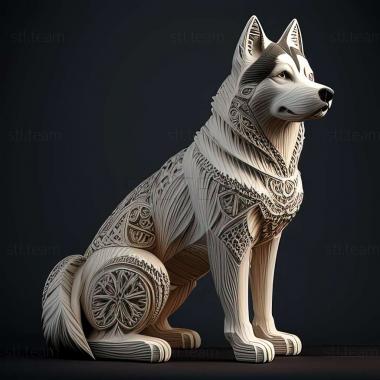 3D model Russian European husky dog (STL)